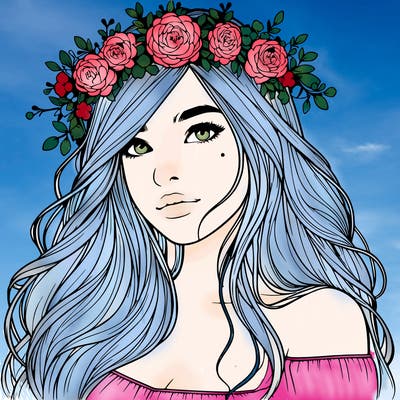 realistic girl with flower crown