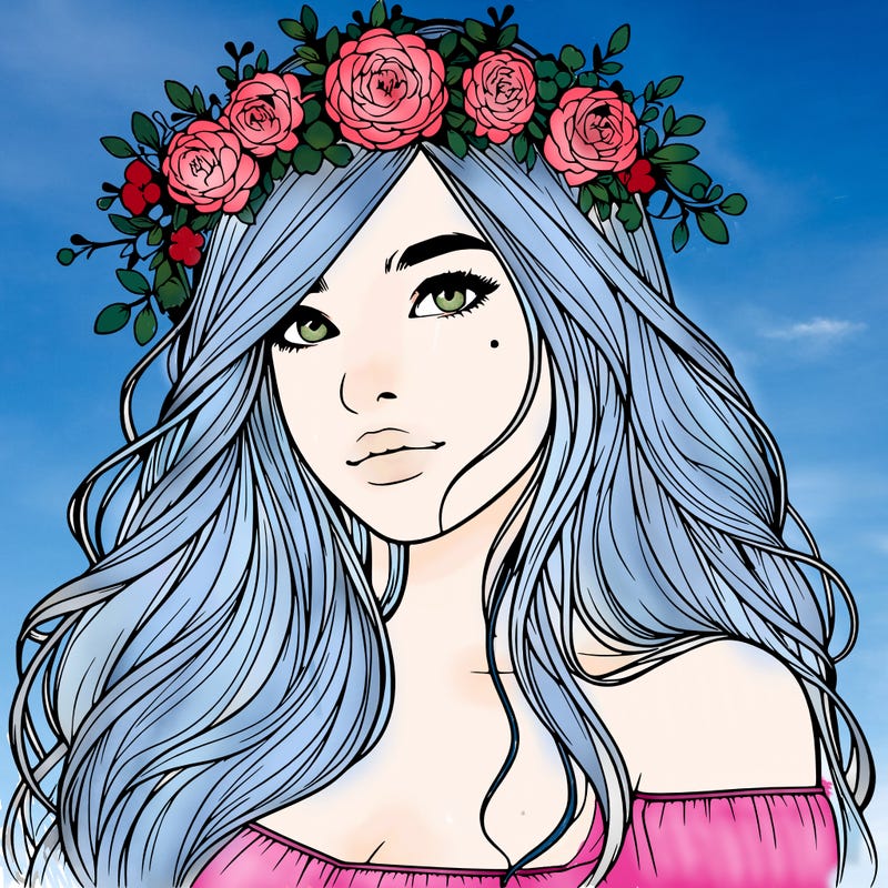 realistic girl with flower crown
