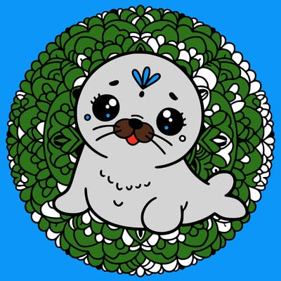 a cute baby seal mandala