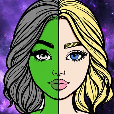 realistic girl split half