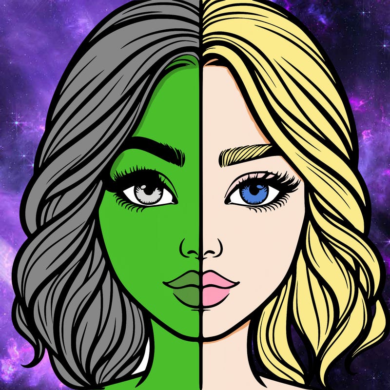 realistic girl split half