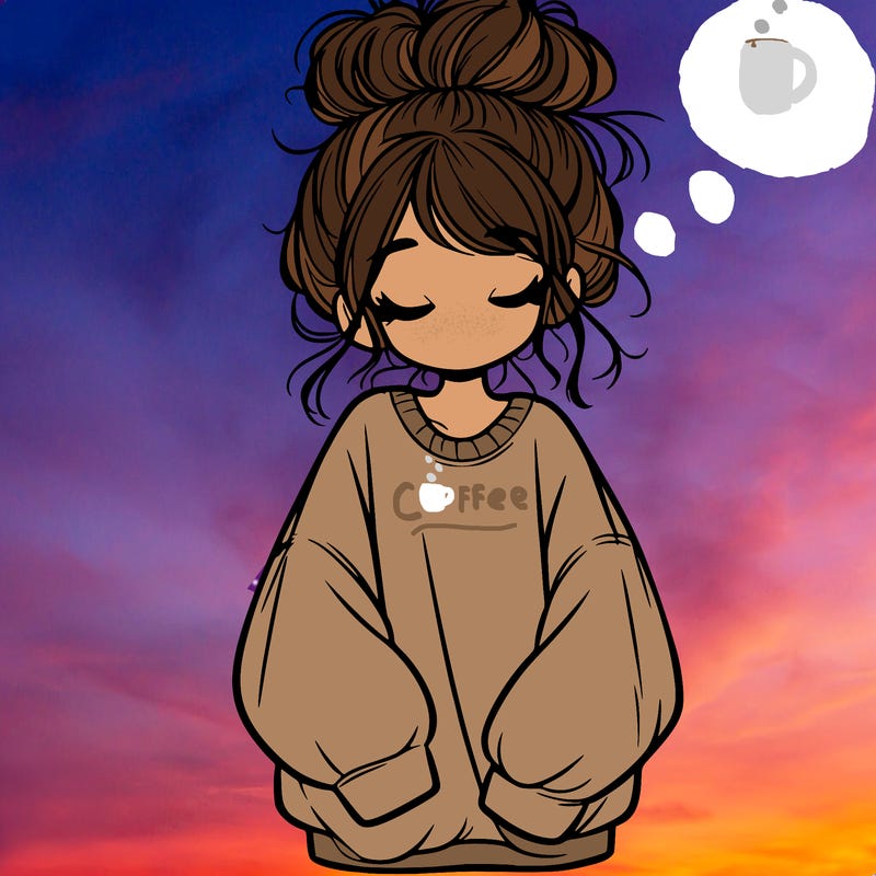 girl with baggy sweatshirt and messy bun