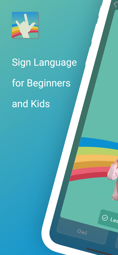 ASL Kids - School - Einführungsbildschirm der ASL Kids School App, der Gebärdensprache für Anfänger und Kinder zeigt