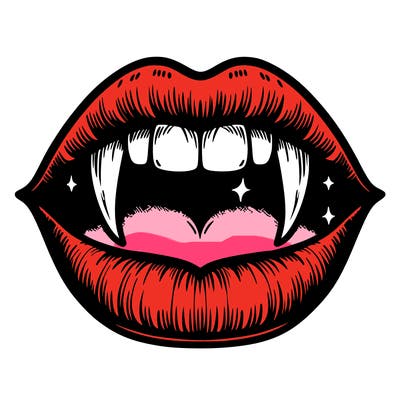 lips with vampire teeth