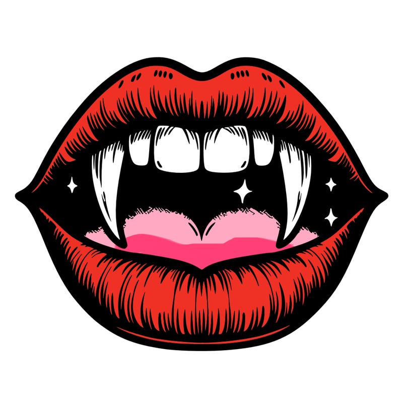 lips with vampire teeth