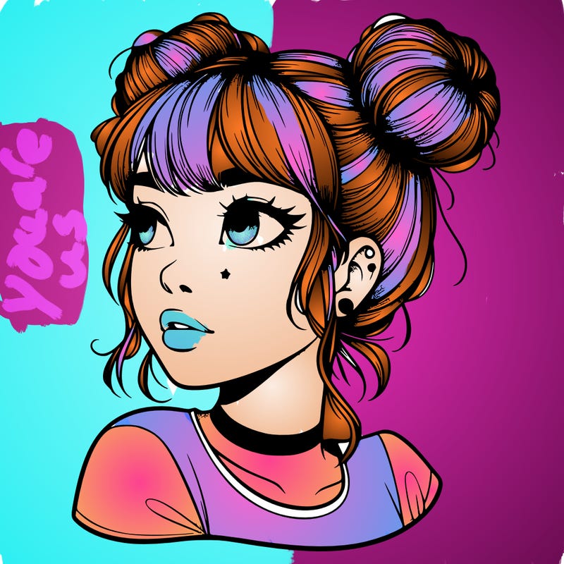 realistic girl with spacebuns