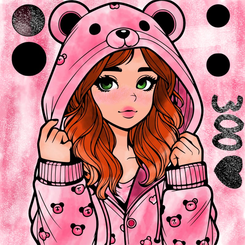 realistic girl in a animal pjs hoodie