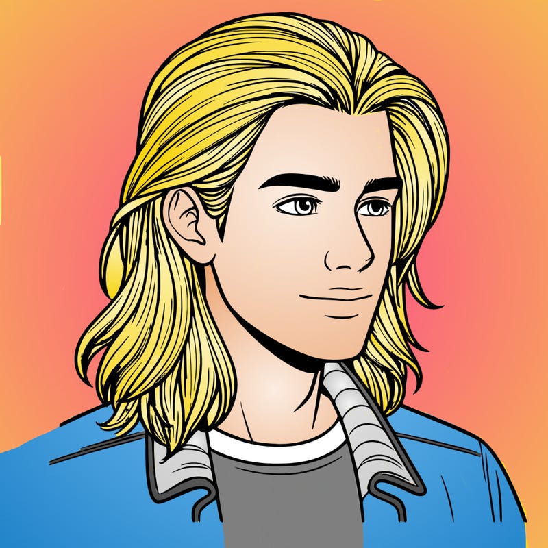 realistic guy with long hair