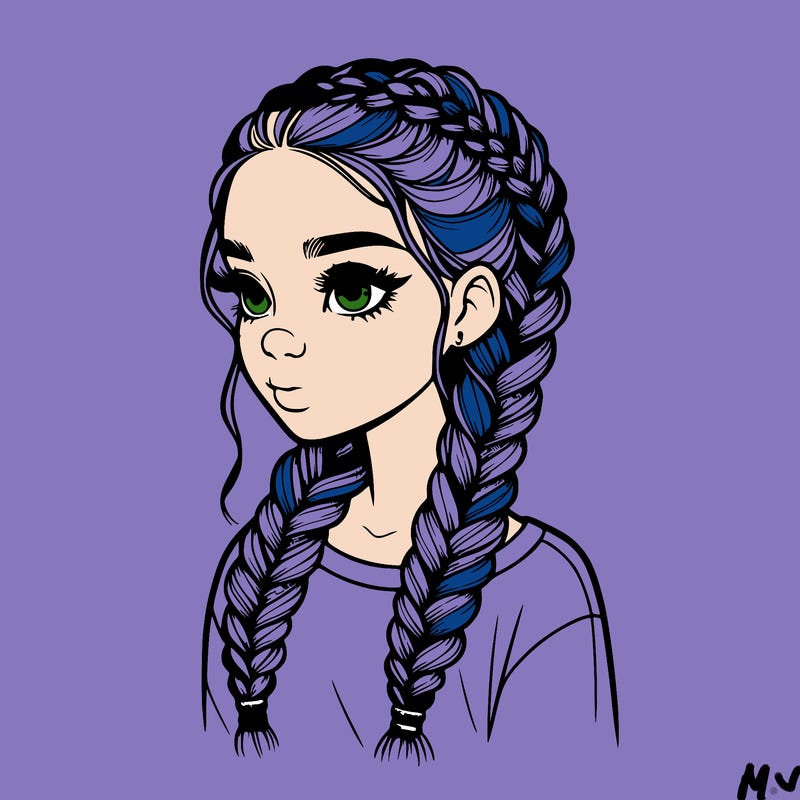 realistic girl with braids