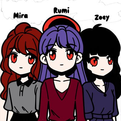 mira, rumi, and zoey