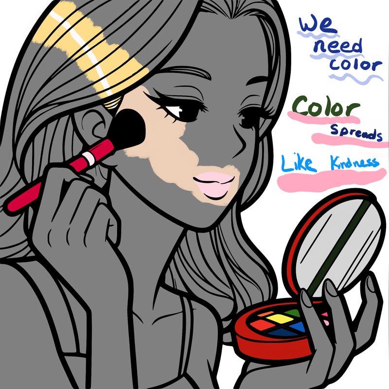 little girl putting on makeup