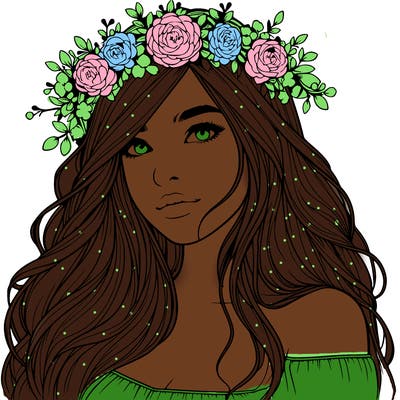 realistic girl with flower crown