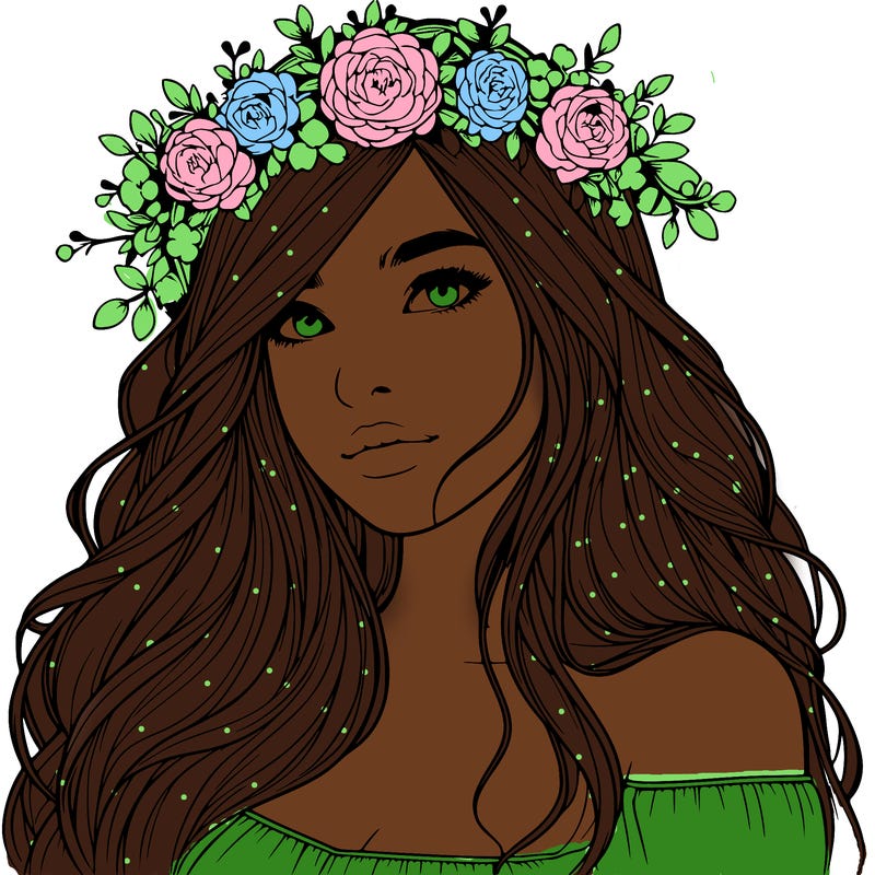 realistic girl with flower crown