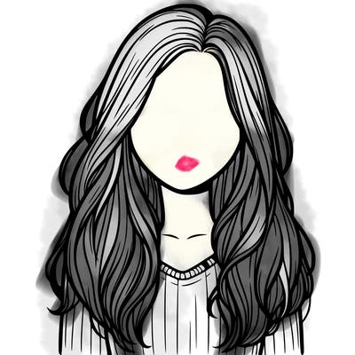 realistic girl faceless with hair