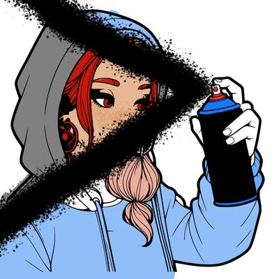 a realistic girl, spray painting