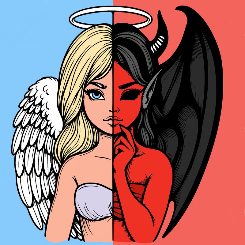 realistic angel half demon