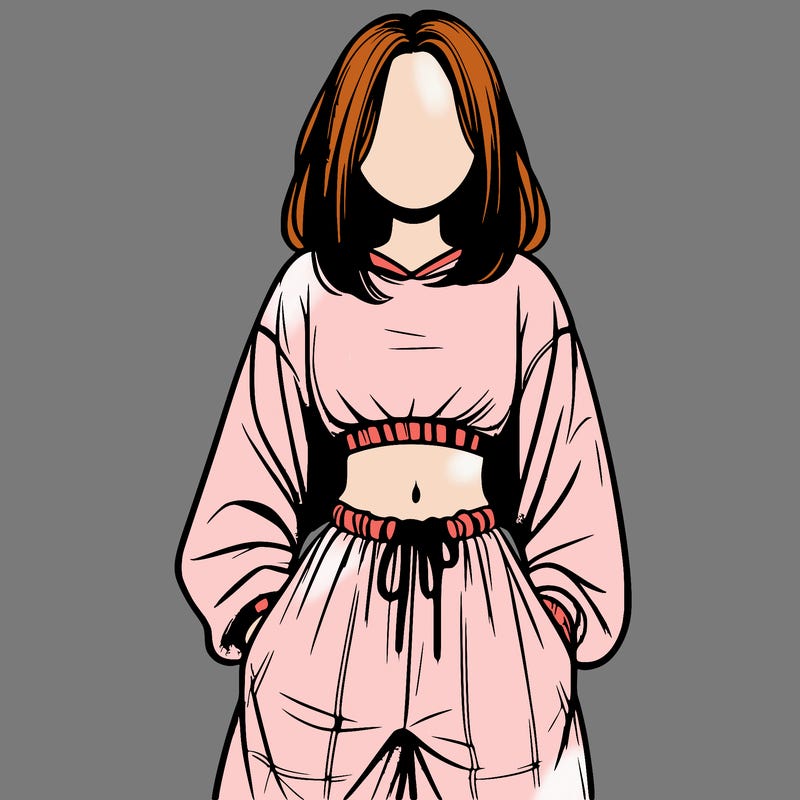 realistic girl faceless with baggy pants and a crop top