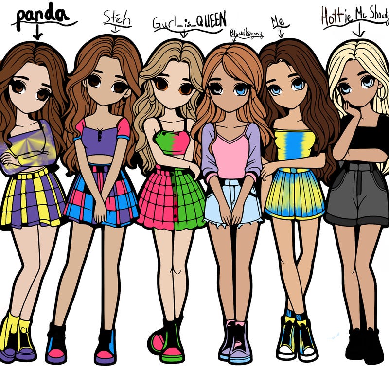 a group of girls realistic