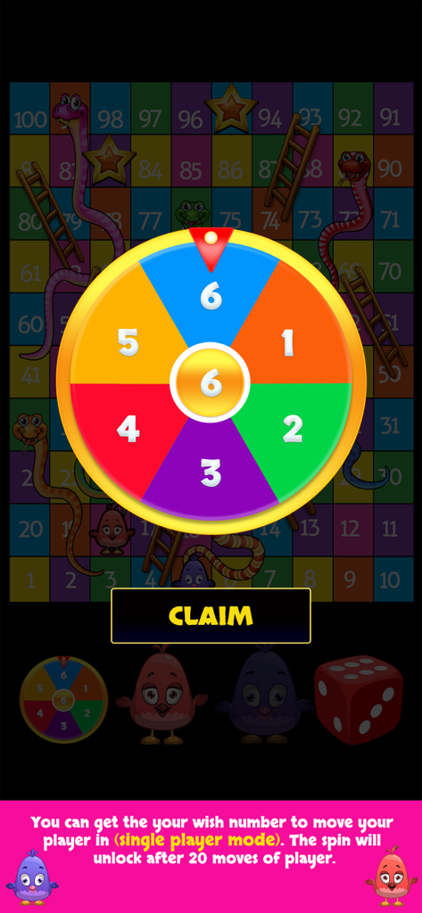 Snakes And Ladders Master - Screenshot showing a colorful bonus spin wheel in the Snakes and Ladders Master board game app
