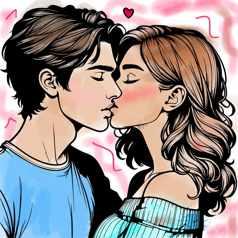 realistic couple kissing