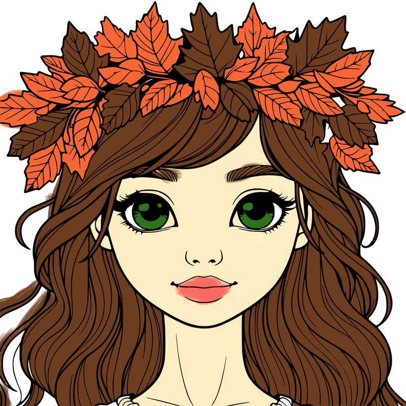 realistic girl with fall leaf crown