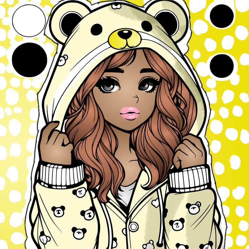 realistic girl in a animal pjs hoodie