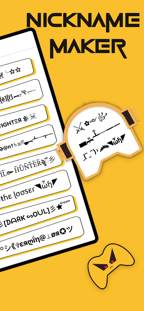 Una colección de apodos de juego elegantes con fuentes elegantes y símbolos especiales mostrados en una pantalla móvil.