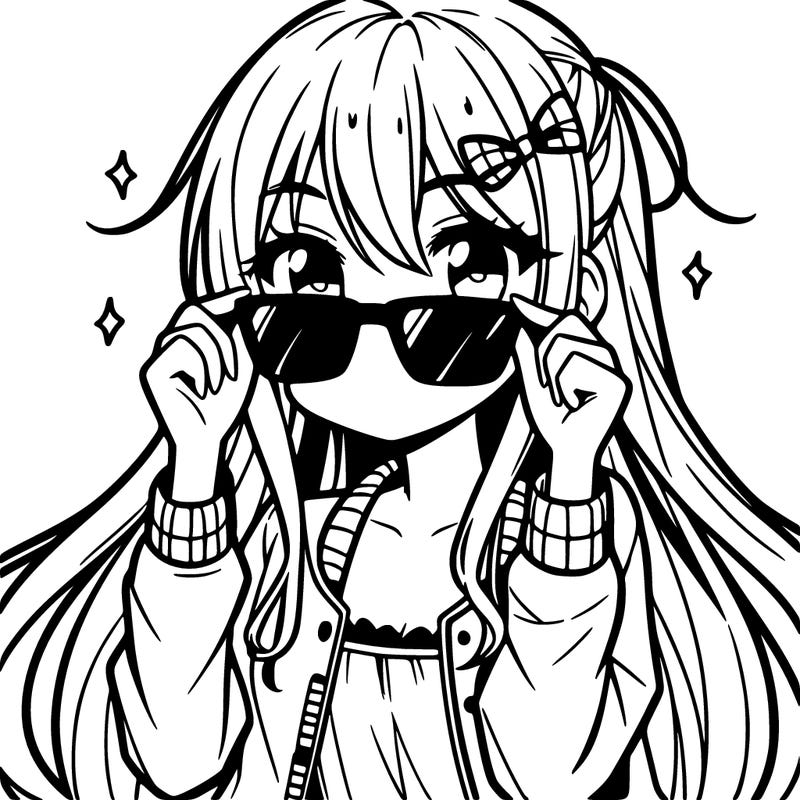 anime girl wearing sunglasses