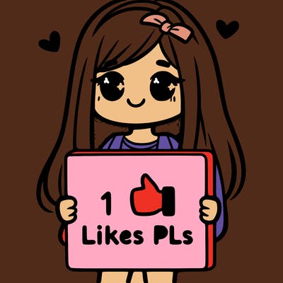 girl holding a sign saying 10 likes pls