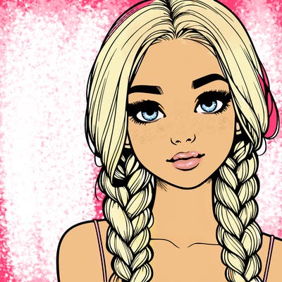realistic girl with braids