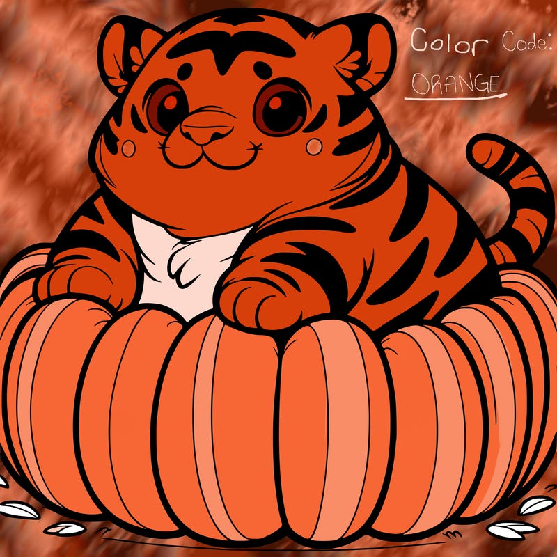 chunky tiger in a pumpkin