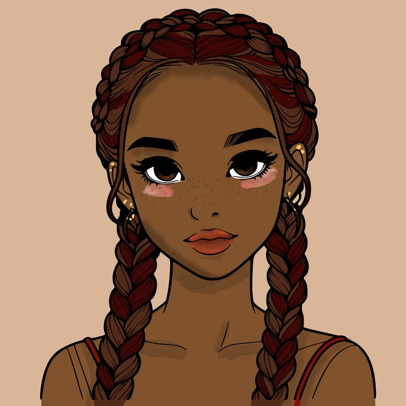 realistic girl with braids