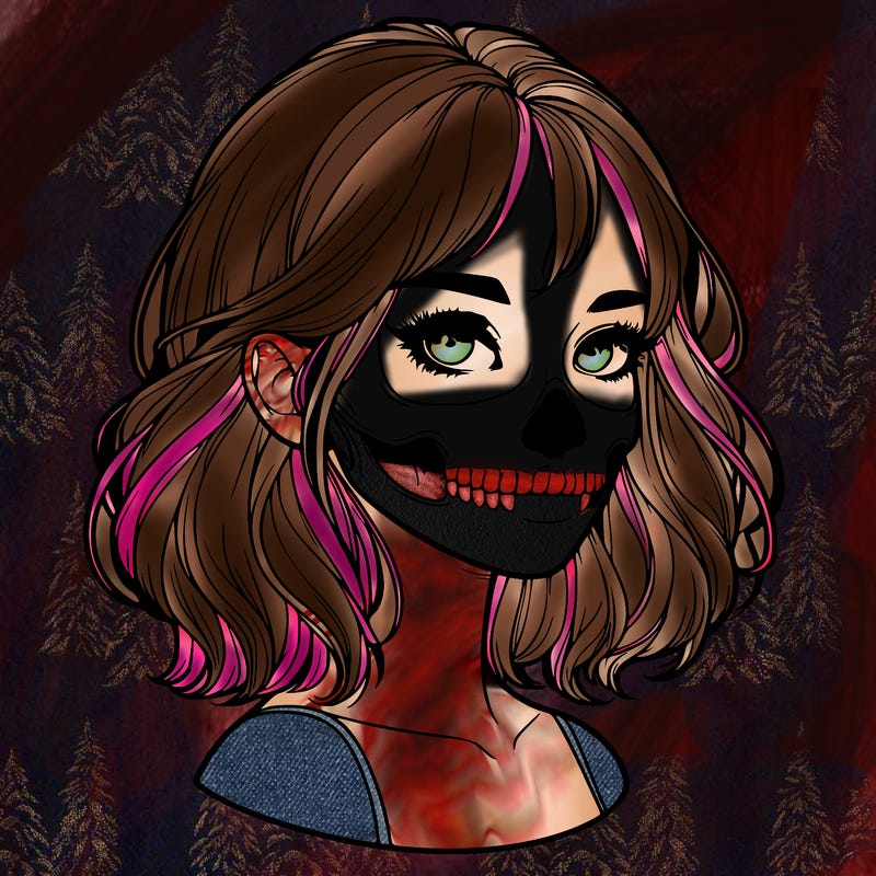 realistic girl with skull