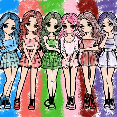 a group of girls realistic