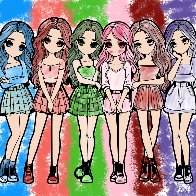 a group of girls realistic