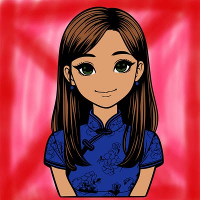 realistic asian girl wearing qipao