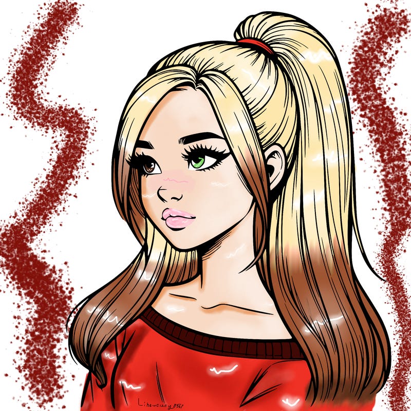 realistic girl with a high ponytail