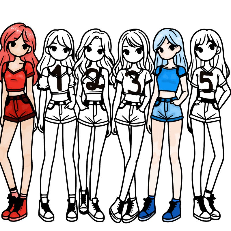 a group of girls wearing crop tops and shorts