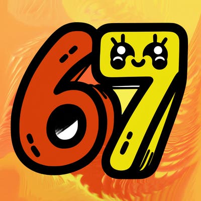 the numbers 67