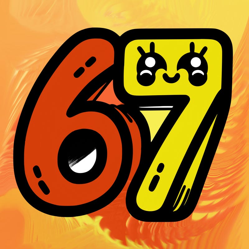 the numbers 67