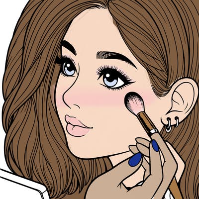 a realistic girl doing her makeup