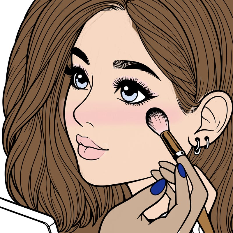 a realistic girl doing her makeup