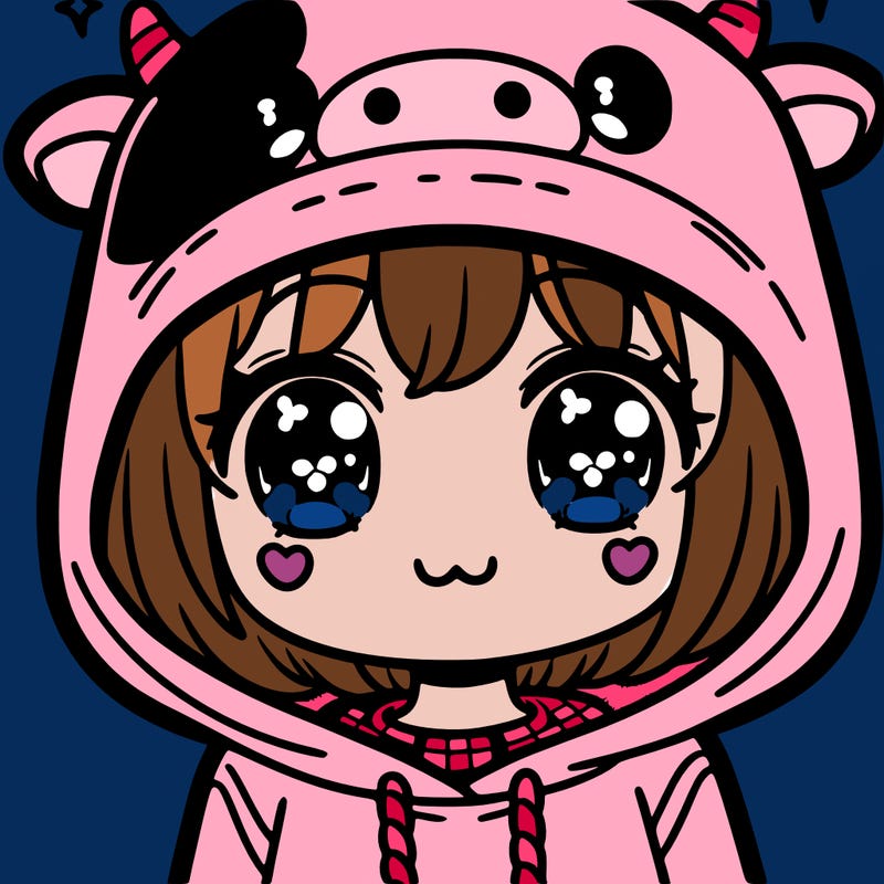 kawaii girl with cow hoodie