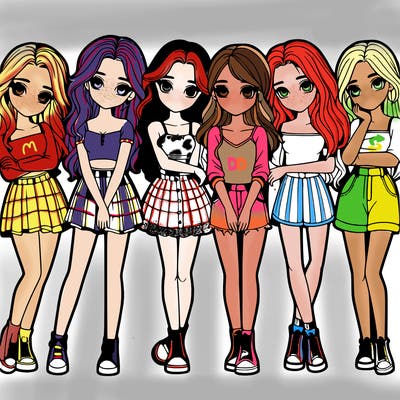 a group of girls realistic