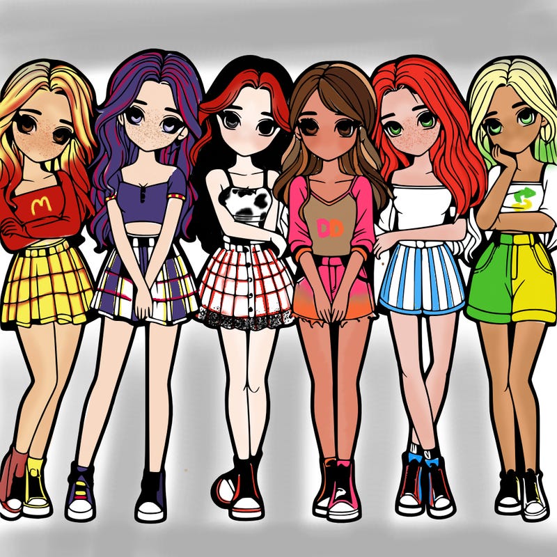 a group of girls realistic