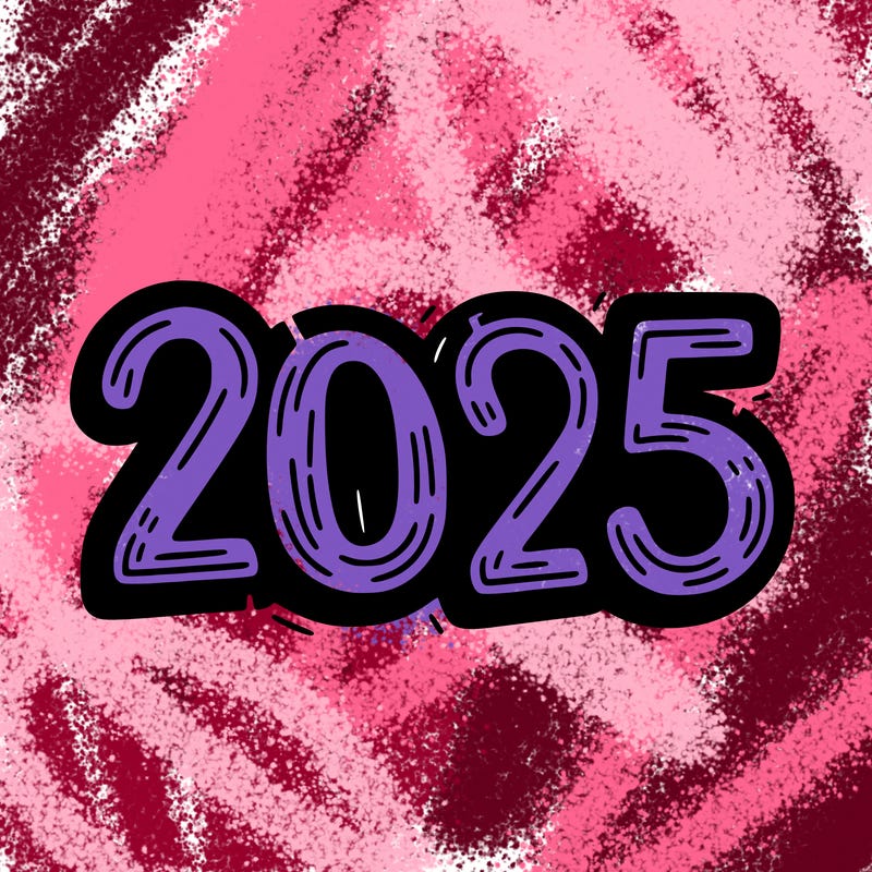 one line scrawled numbers sketch design “2025”