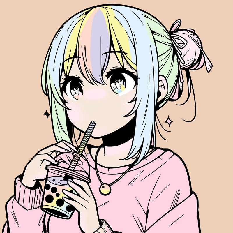manga character drinking boba