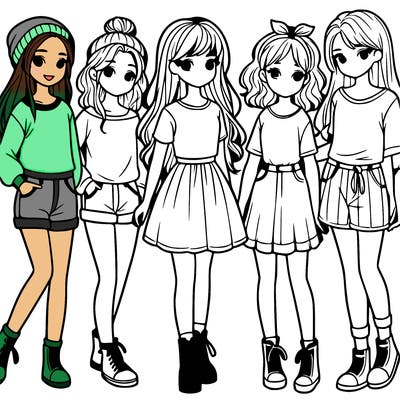 a group of five girls