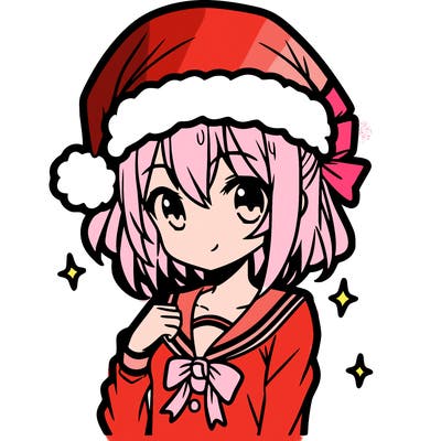 anime girl wearing a santa hat
