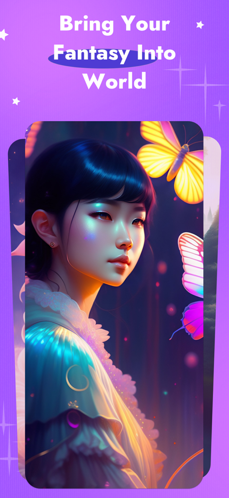 魔法の森で光る蝶を持つ女性のAI生成ファンタジーポートレート